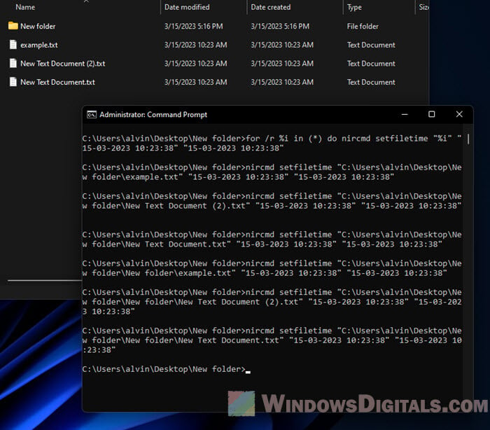 Batch change file date timestamp Windows