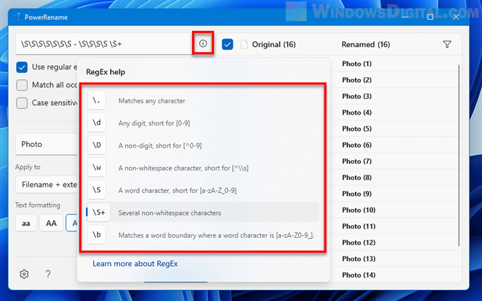 Batch rename files with regular expressions Windows 11