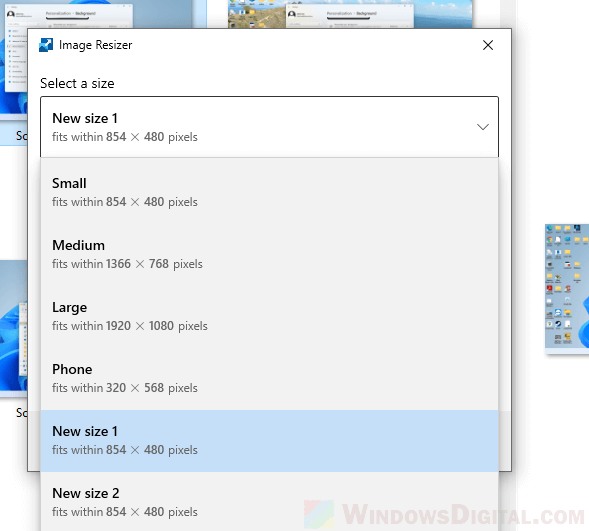 Batch resize photos Windows 11