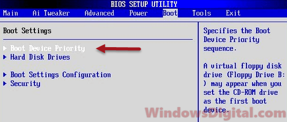 Bios boot sequence priority Windows 11/10