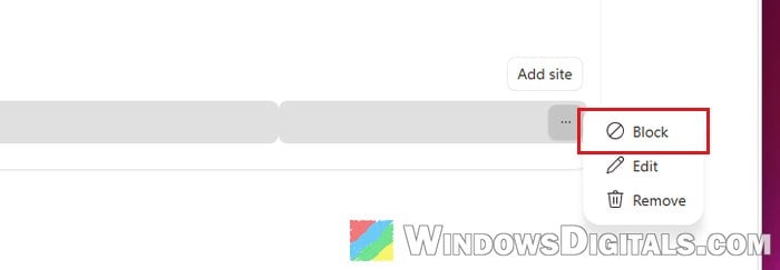 Block site notifications in Microsoft Edge