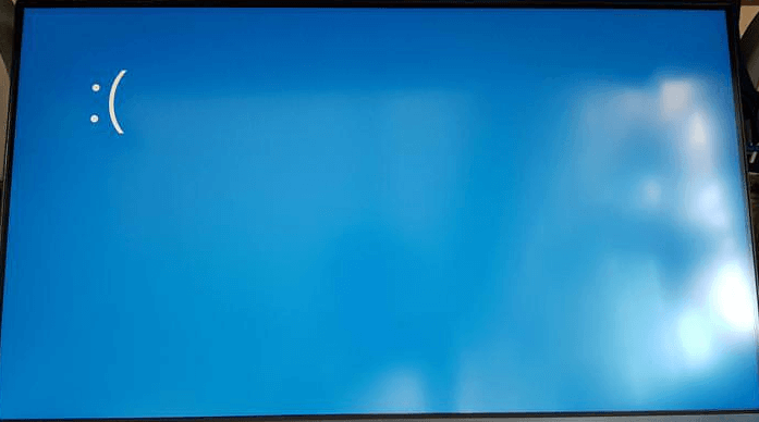 Blue Screen With only unhappy Sad smiley Face