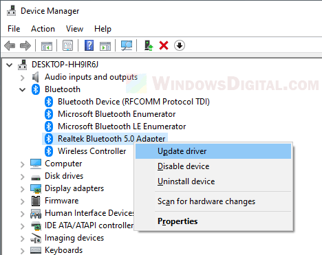 install generic bluetooth adapter windows 10 acer