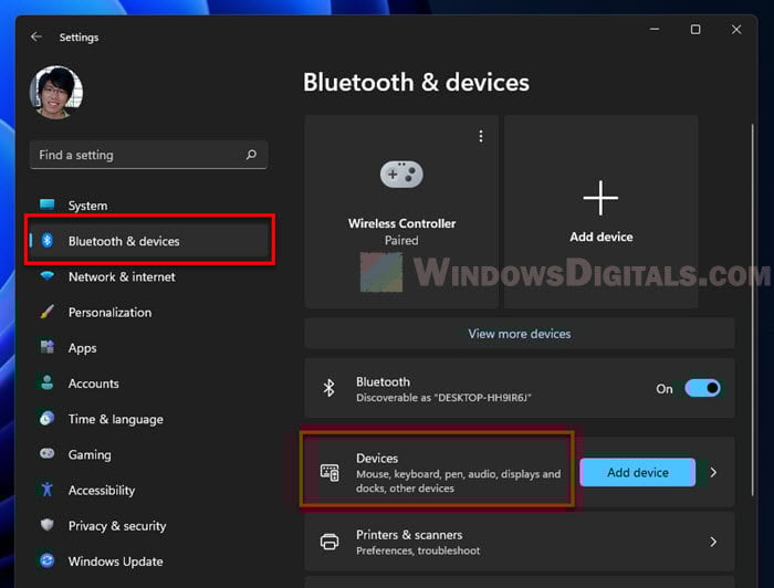 Bluetooth and devices Windows 11