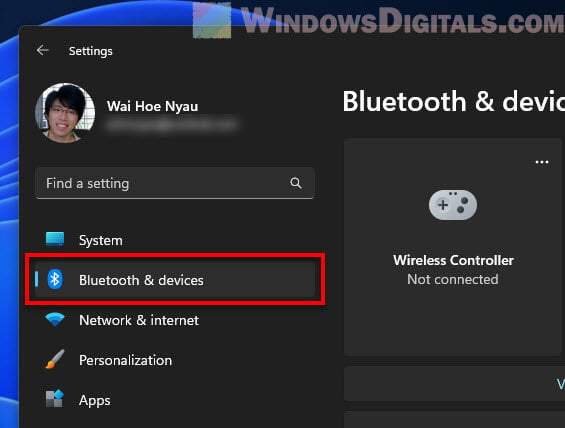 Bluetooth and devices settings in Windows 11