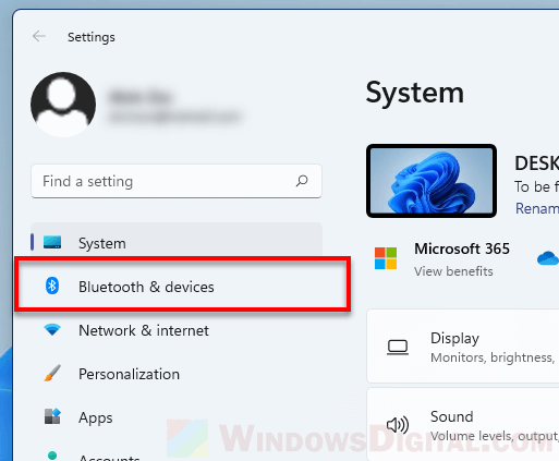 Bluetooth devices settings Windows 11