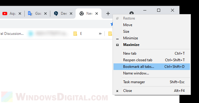 Bookmark all tabs Chrome