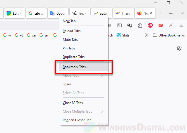 Bookmark all tabs in Firefox