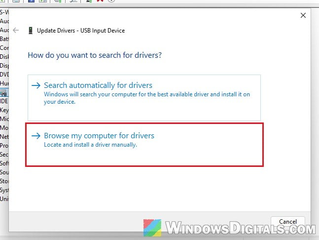 Browse my computer for drivers Device Manager Windows 11