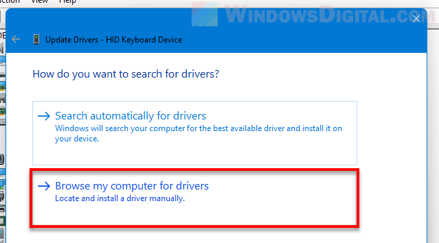 Browse my computer for drivers manually Windows 11