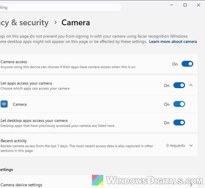 Camera Error 0xA00F429F WindowShowFailed in Windows 11