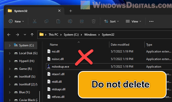 Can I remove or delete nslookup.exe