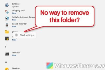 Can't Remove an Empty Folder from the Windows 11 Start Menu