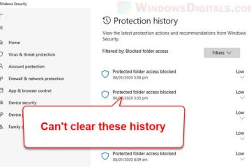 Can't Clear Protection History in Windows Defender