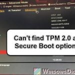 Can't find TPM 2.0 and Secure Boot options in BIOS UEFI