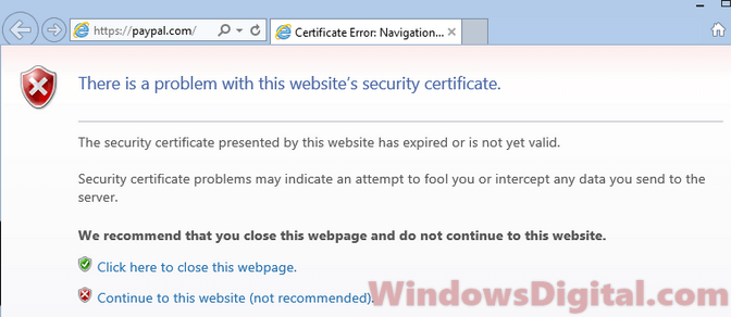 Certificate Error Navigation Blocked