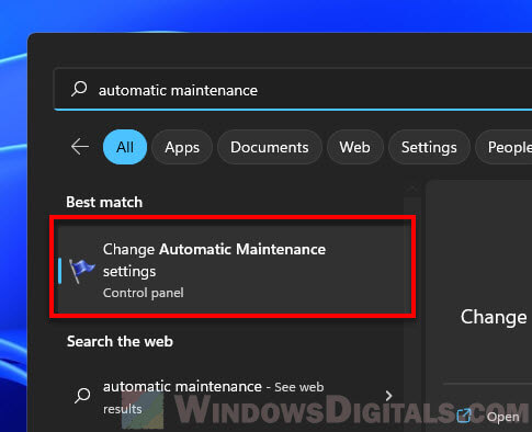 Change Automatic Maintenance settings
