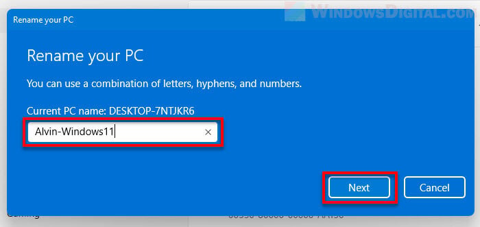 Change Computer name Windows 11