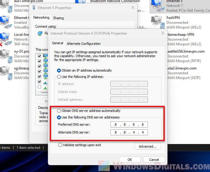 Change DNS to fix ping host not found issue