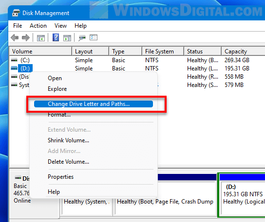 Change Drive Letter and Paths Windows 11