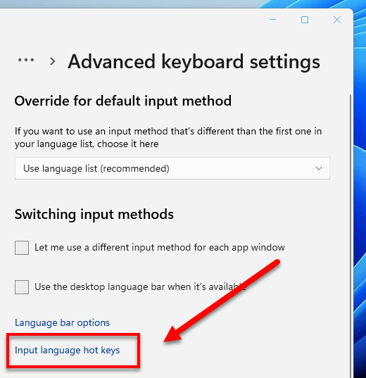 Change Input language hot keys