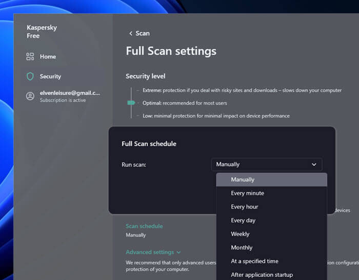 Change Kaspersky Antivirus Scan Schedule Settings