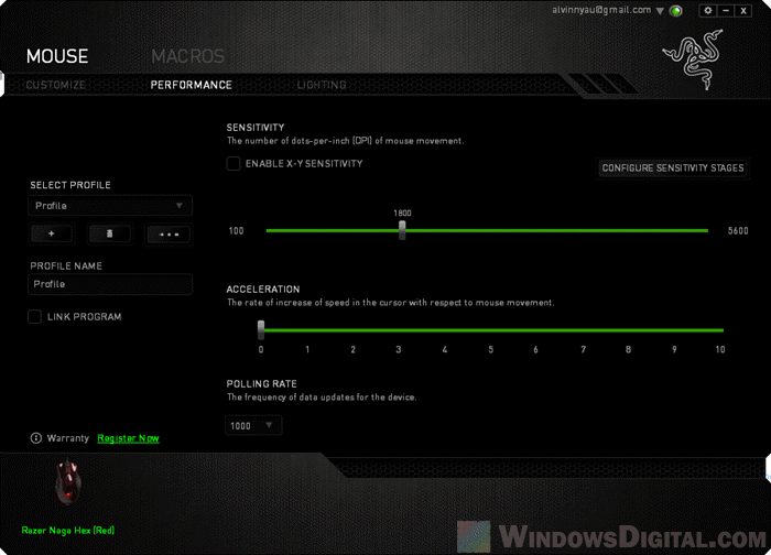 Change Mouse DPI settings in Razer Synapse