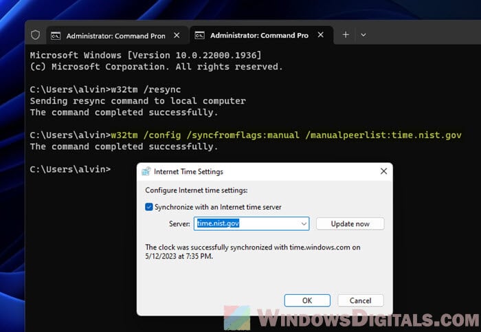 Change NTP Time Server using CMD in Windows 11