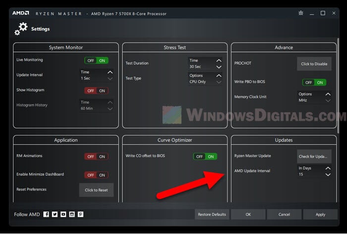 Change Ryzen Master Update Interval