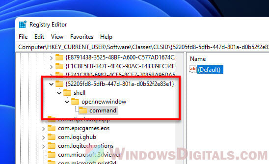 Change Win E shortcut registry keys