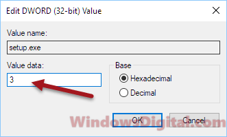 Windows installation setup value data