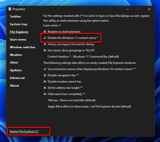 Change Windows 11 context menu to Windows 10