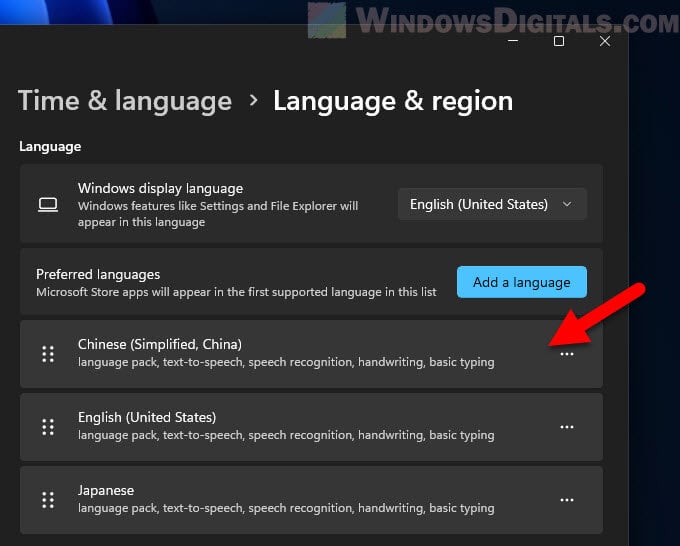 Change Windows 11 default system language to Chinese