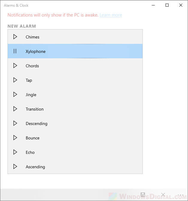 Change alarm sound in Windows 10/11