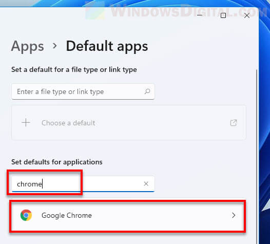 Change default browser to Chrome in Windows 11