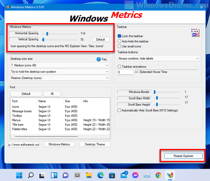 Change desktop icon spacing Windows 11