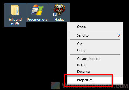 Change desktop icons properties Windows 10