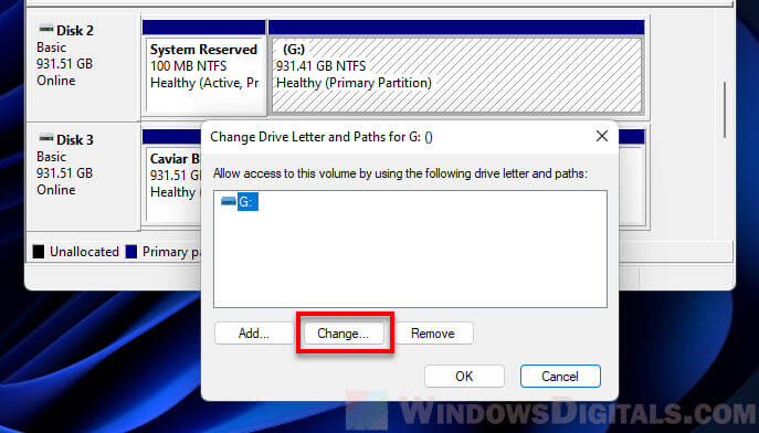 Change drive letter Windows 11