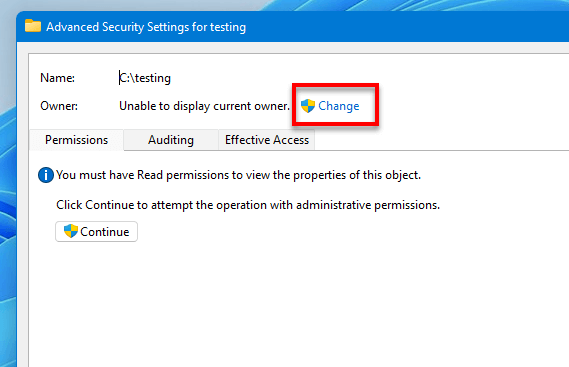 Ubah pemilik folder file atau drive di Windows 11