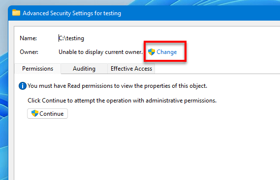 Change owner of a file folder or drive in Windows 11