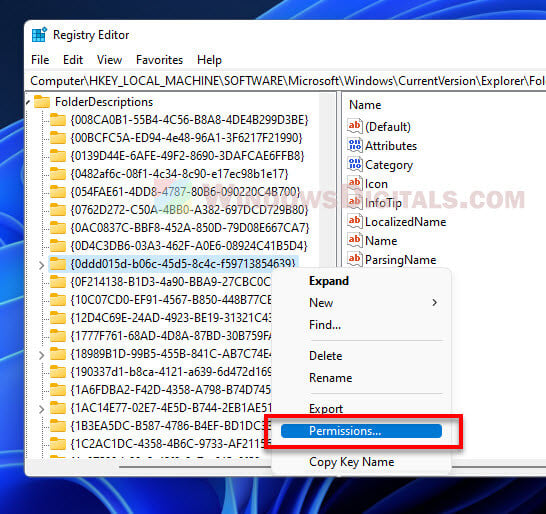 Change permissions Registry Editor