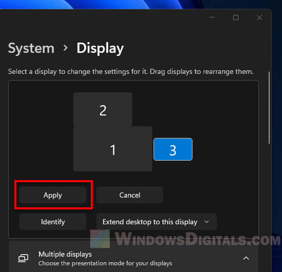 Change position of monitors Windows 11