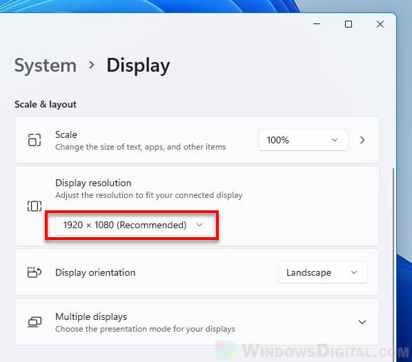 Change screen resolution Windows 11
