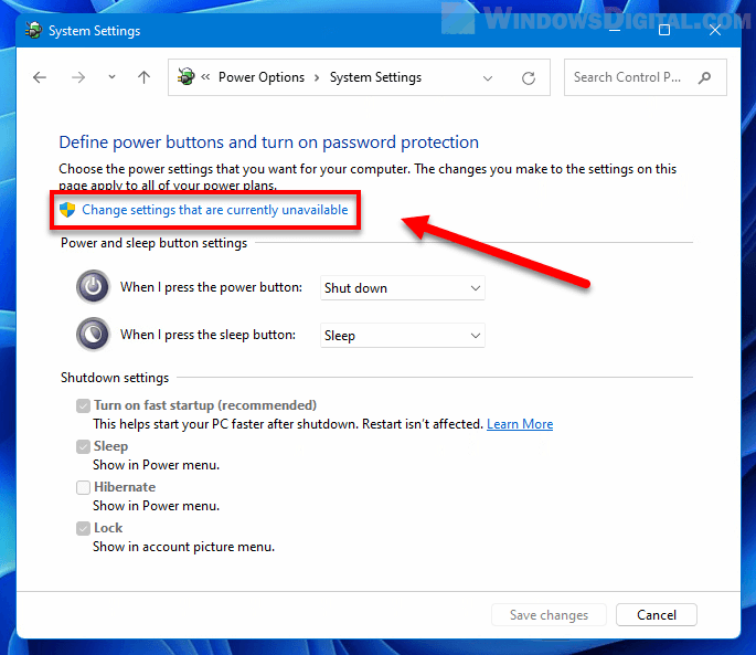Change settings that are currently unavailable Windows 11