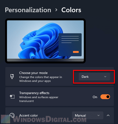 Change taskbar color to black Windows 11