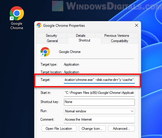Changing Chrome Cache Location
