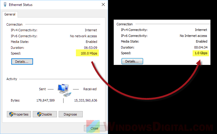 Changing Ethernet Network Speed from 100 Mbps to 1 Gbps Gigabit