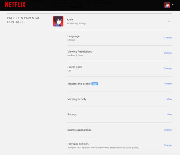 Changing the Netflix Main Profile's details