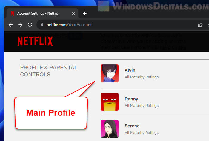 Changing the default profile on Netflix