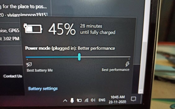 Charge laptop battery to 100